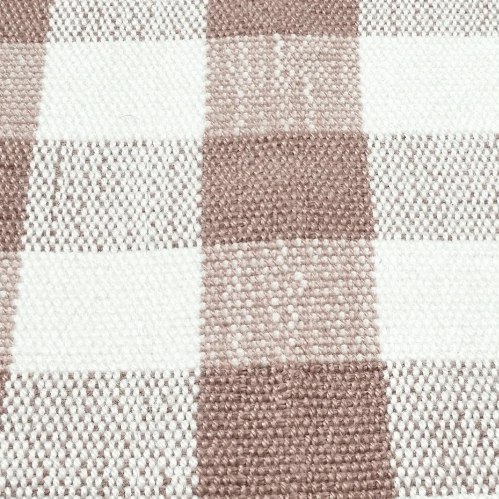 My Texas House Gingham Fringe Day Layering Rug, Pink and White, 24